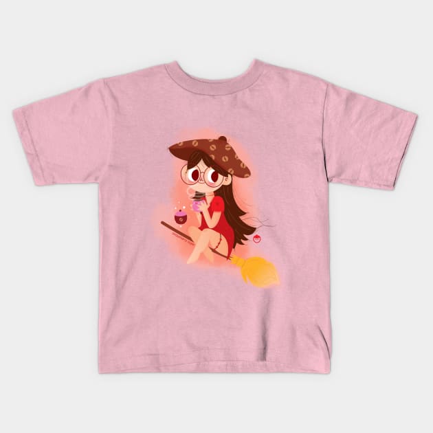 Witchy Coffee Kids T-Shirt by strawberrystyle